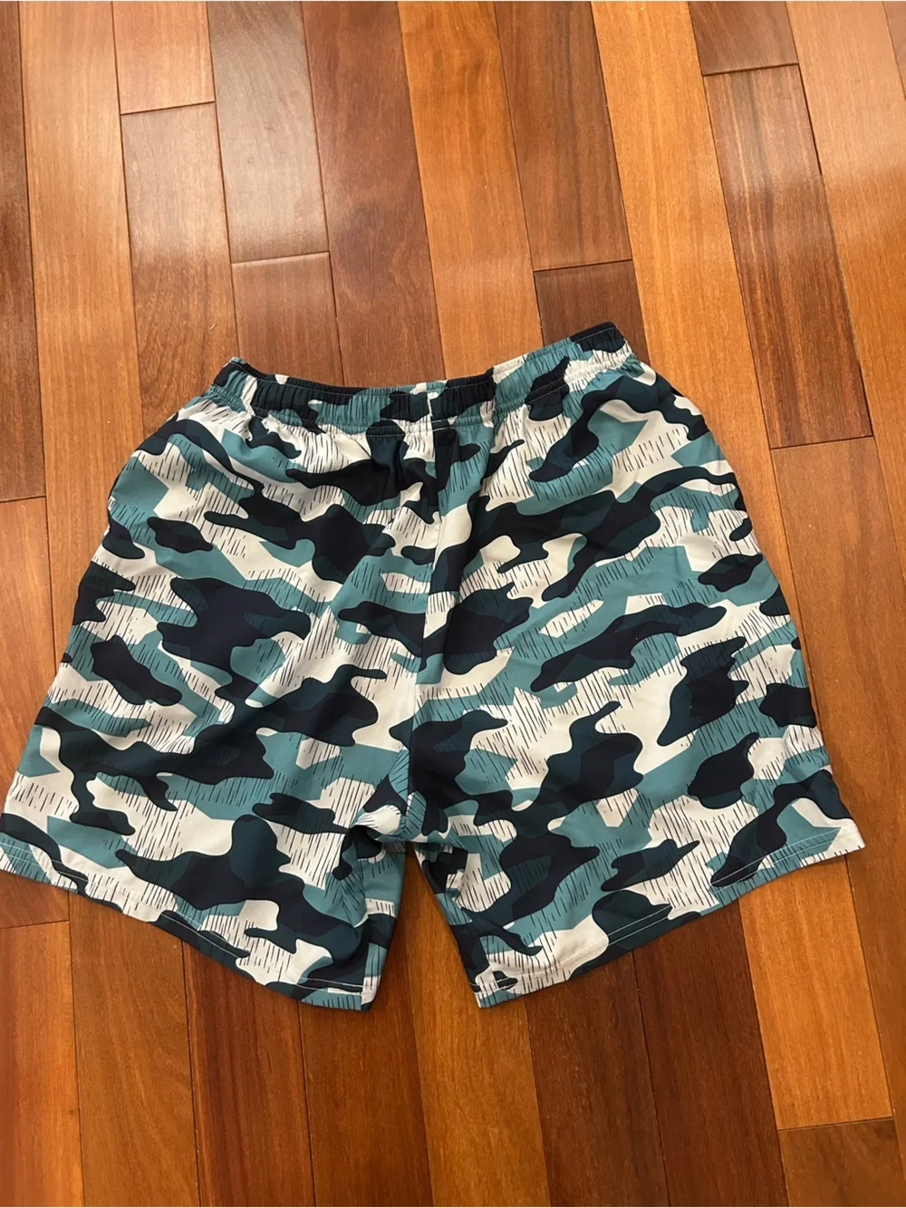 Gymshark  Men’s Teal & Navy Camo Athletic Shorts